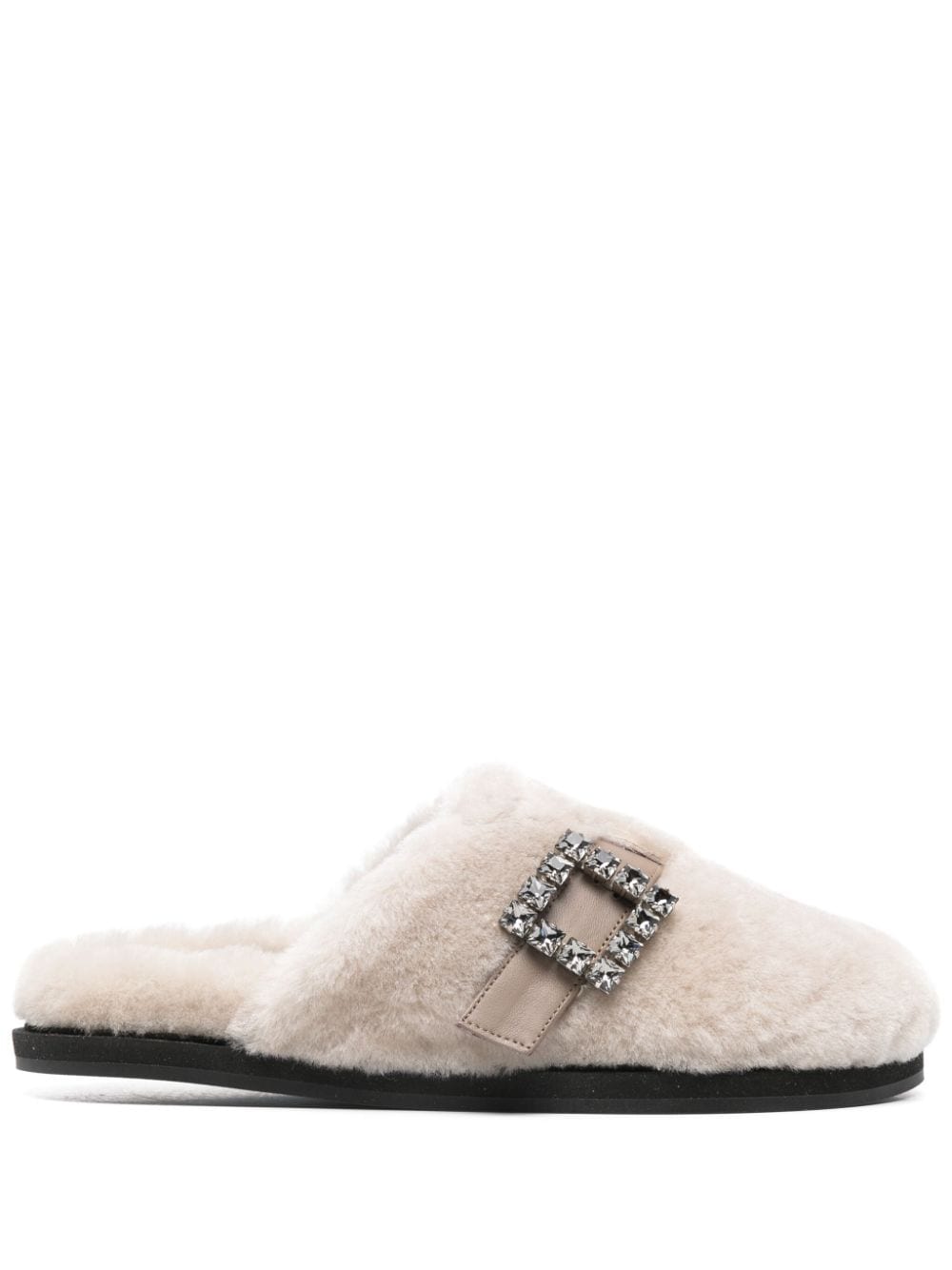 Slip-On Sandals with Fleece Texture