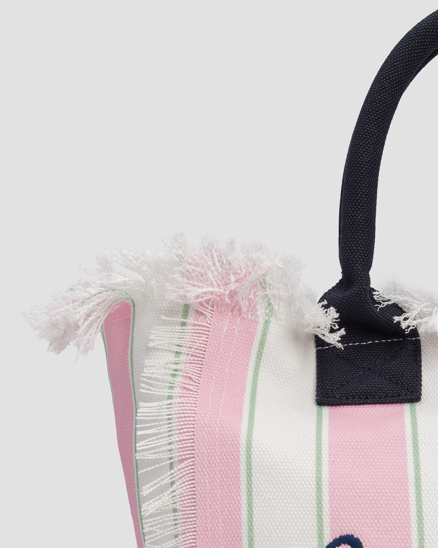 Spacious Vertical Striped Tote Bag with Embroidered Accent