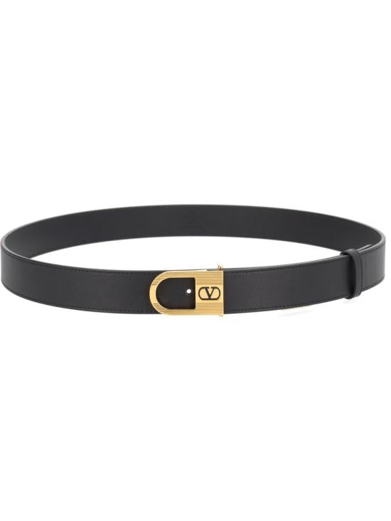 Refined Black Calf Leather Belt with Polished Gold-tone Buckle