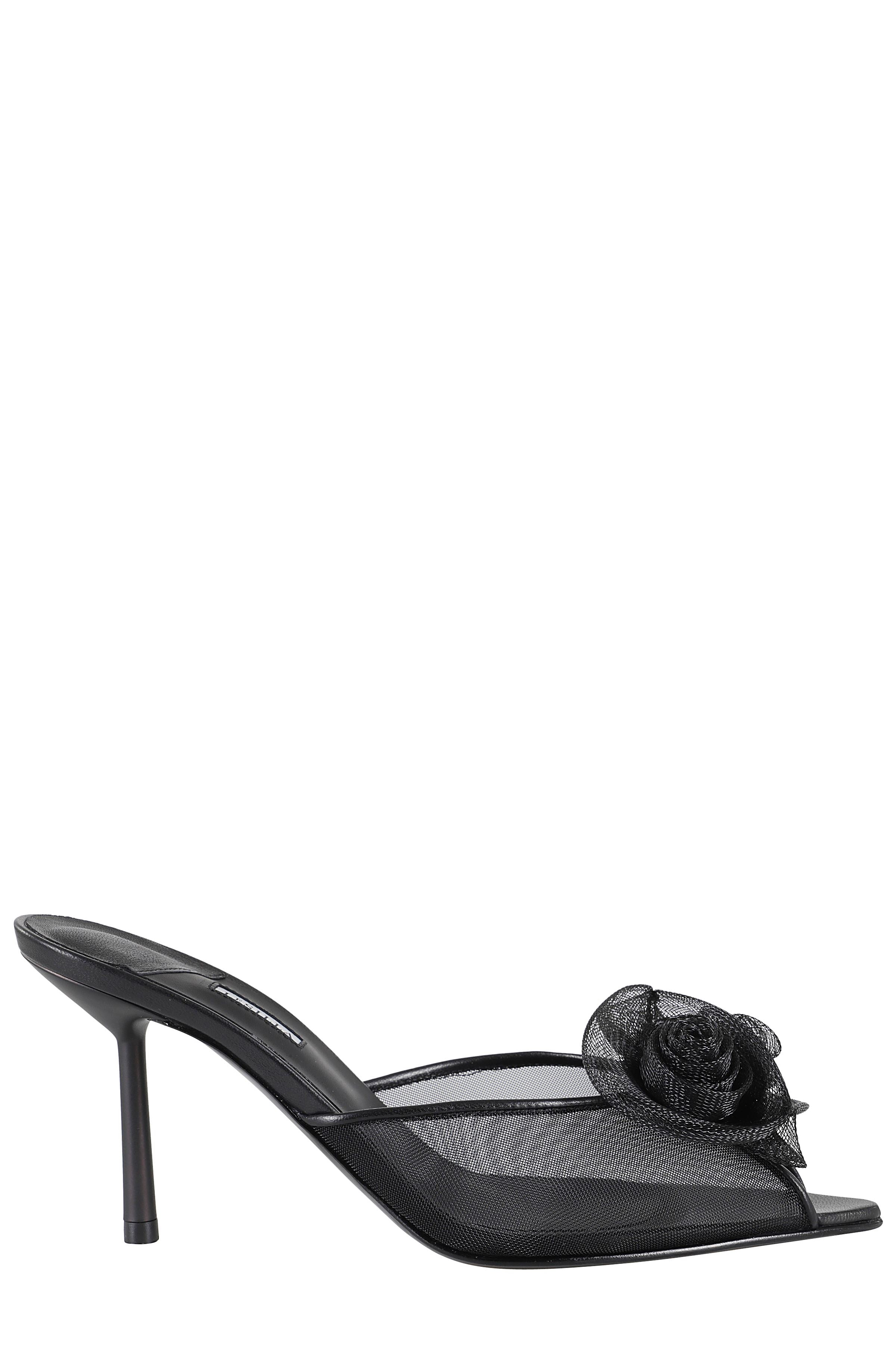 Pointed Toe Sandals with 3D Floral Appliqué