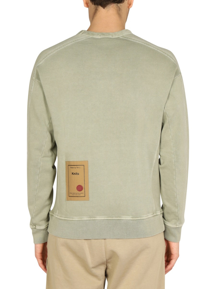 Cross-Neck Sweatshirt With Ribbed Details