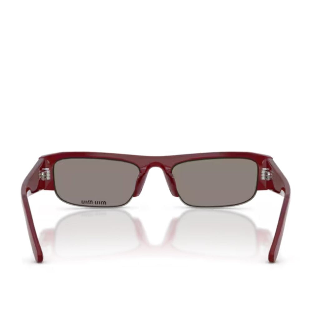 Slim Rectangular Burgundy Acetate Sunglasses with Smoky Lenses