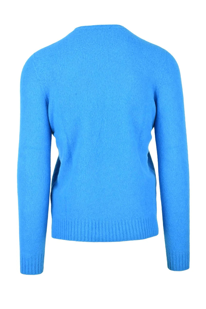 Crew Neck Wool Sweater - Light Blue