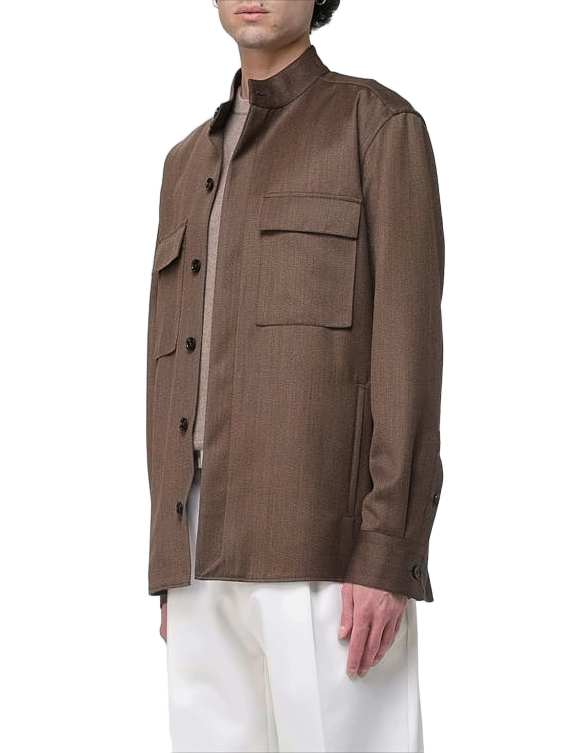 Structured Long-Sleeve Wool Shirt
