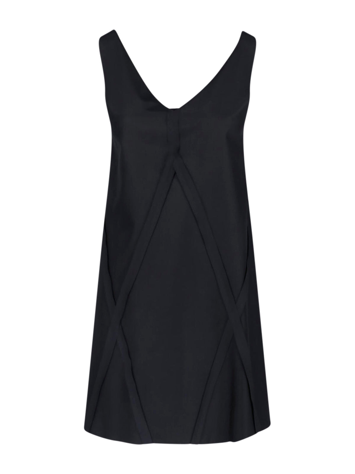 Black Geometric Raw-Cut Midi Dress