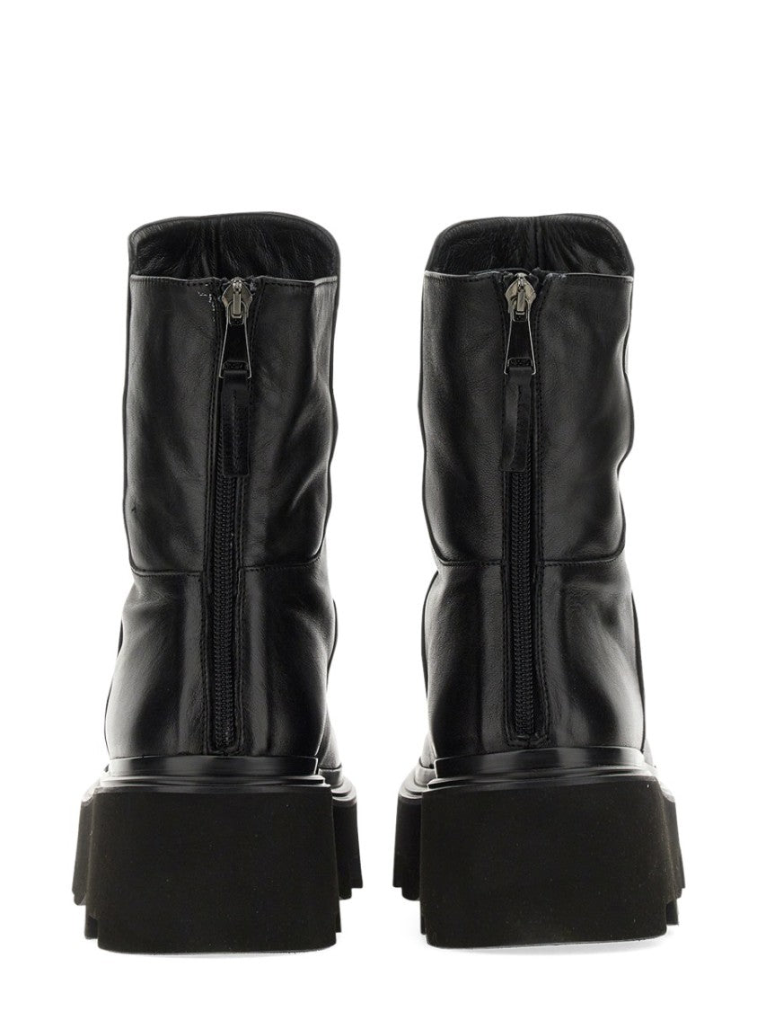 Chunky Black Leather Boot