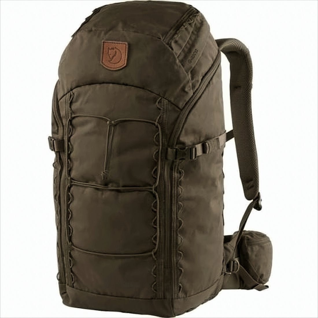 Tall Rectangular Brown Backpack with Multiple Compartments