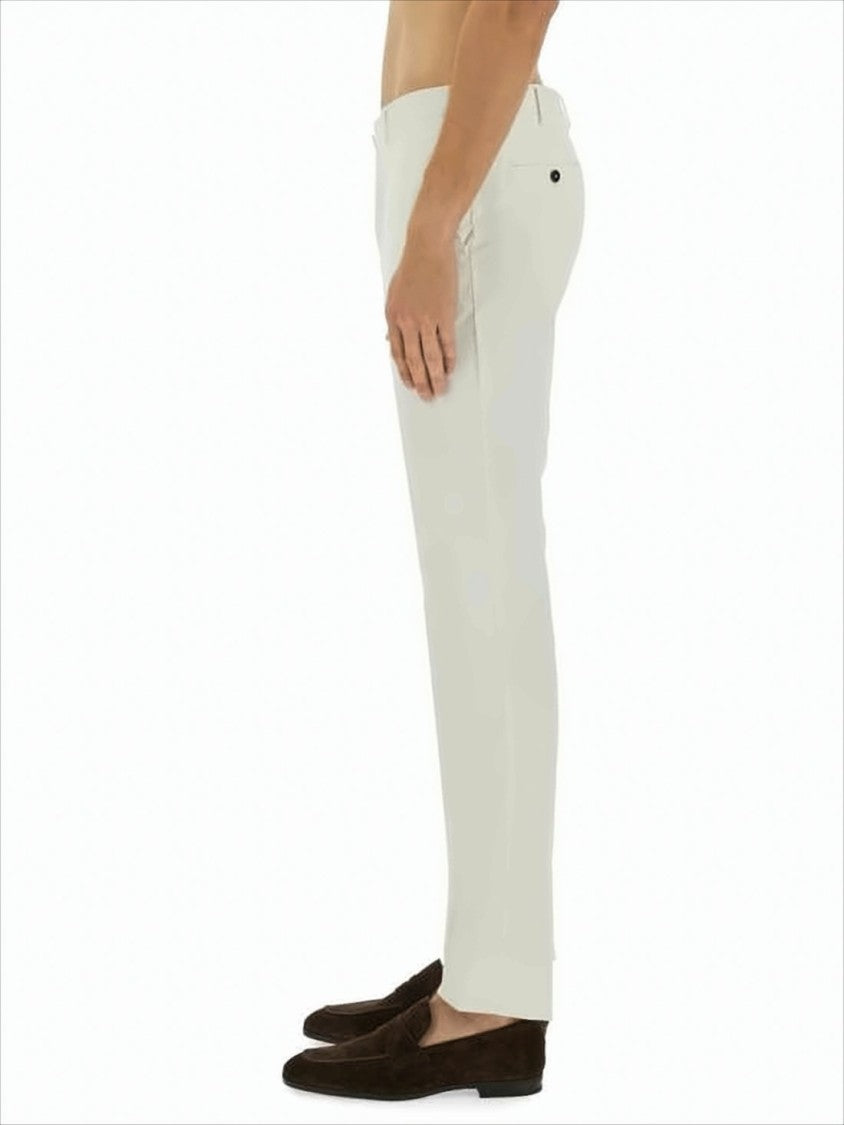 Tailored White Straight Pants with Mid-Rise Waist