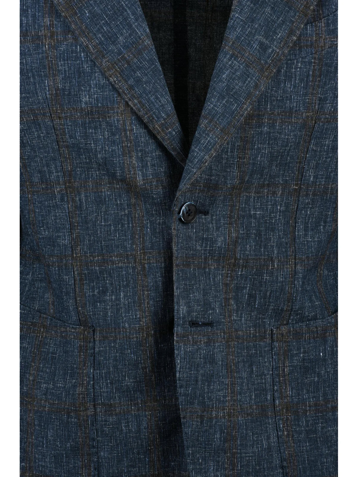 Blue Linen Cotton Fitted Jacket