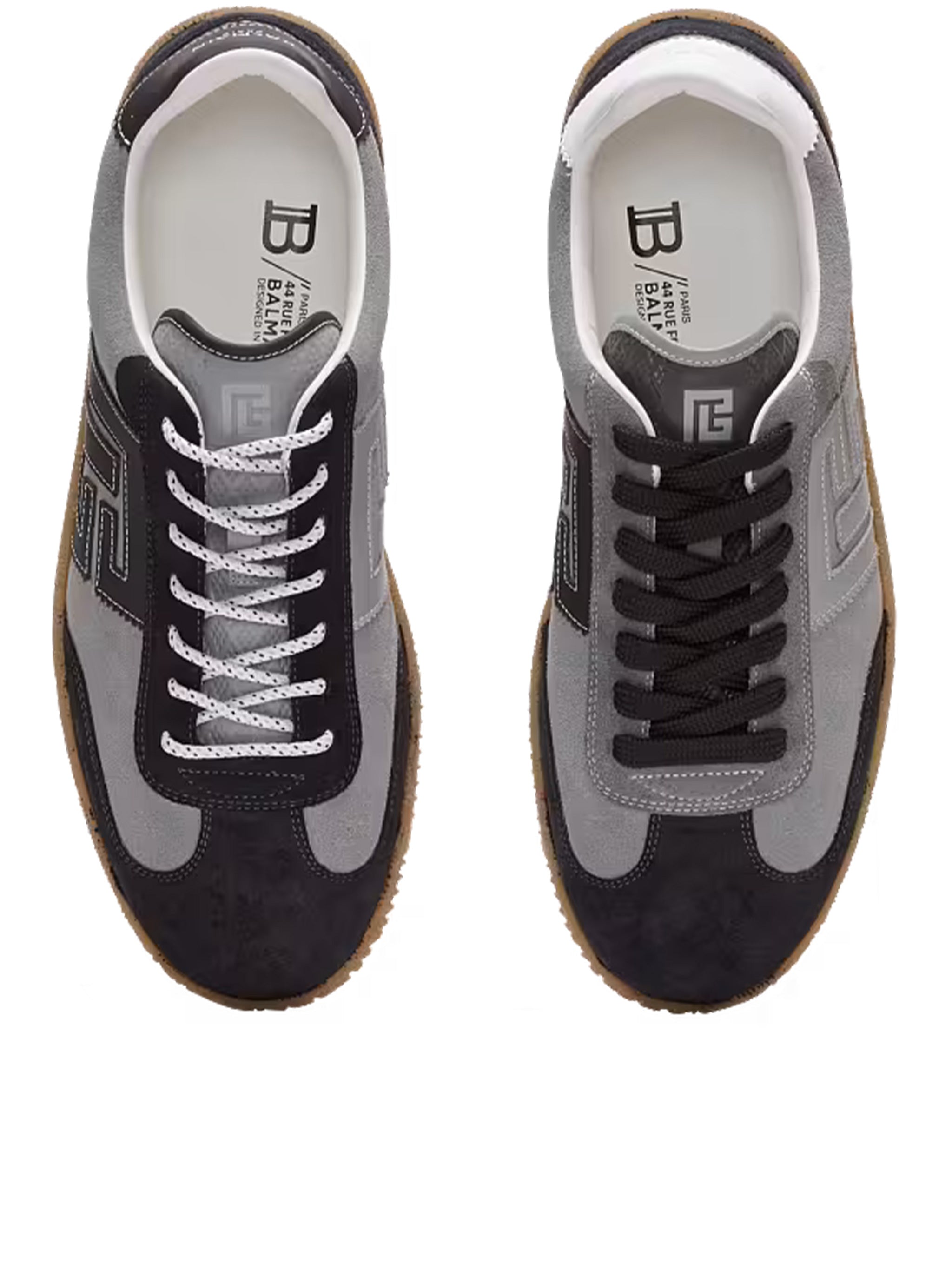 Grey Low Top Suede Panel Sneakers