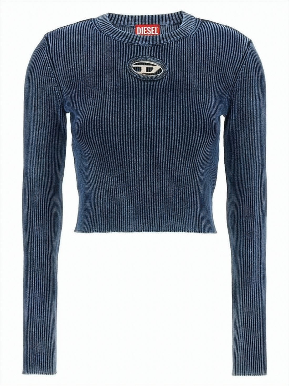 Ribbed Knit Sweater with Oval Cut-Out