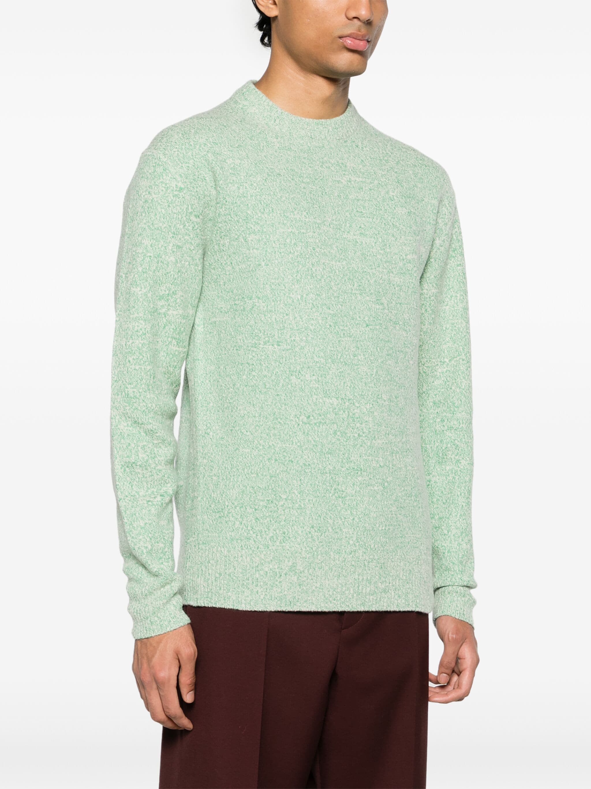 Green Textured Knit Viscose Sweater