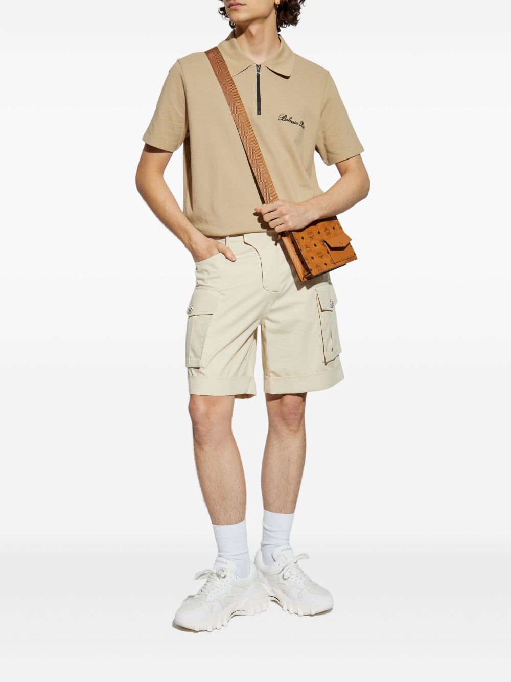 Short-Sleeved Beige Polo