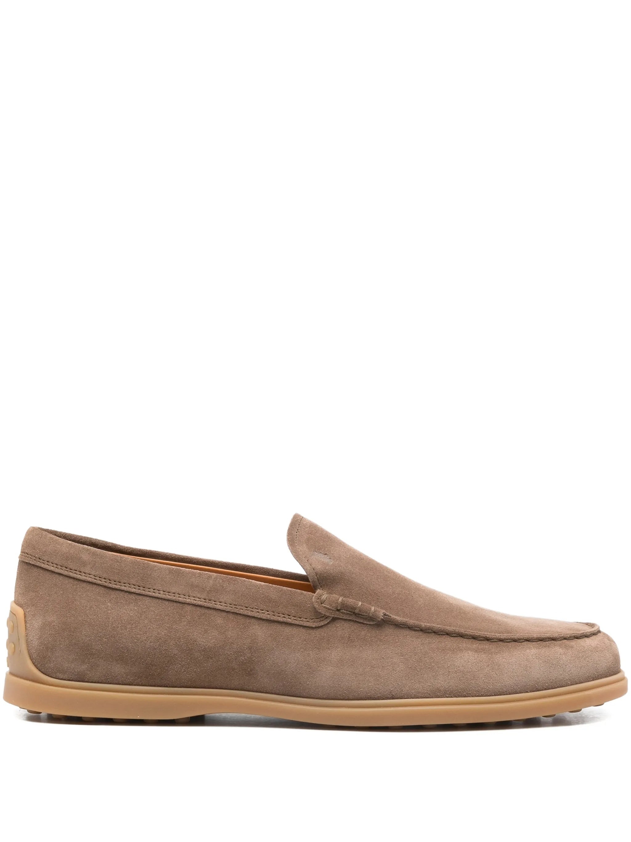 Taupe Calzature Suede Rounded Toe Loafers