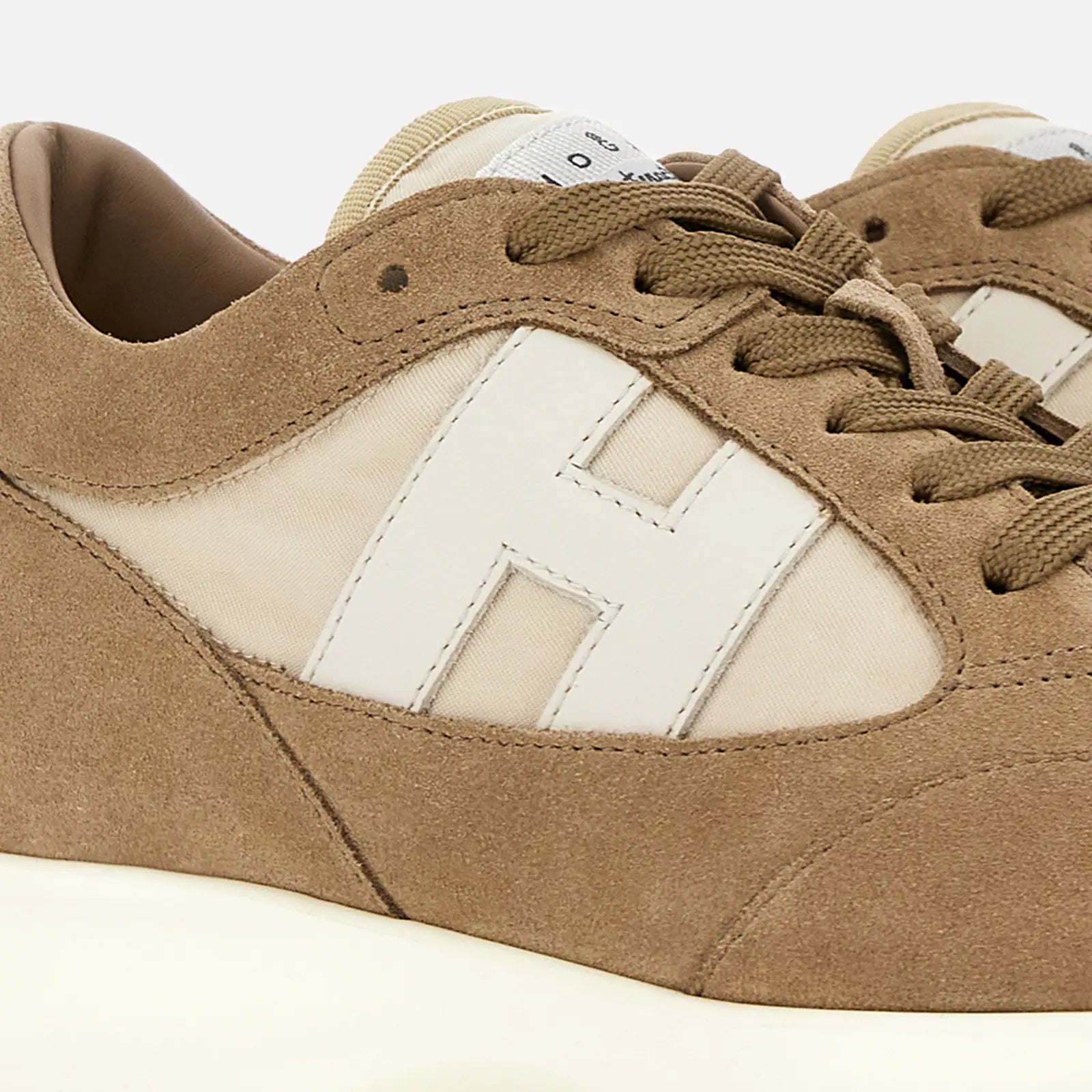 Interactive Lace-Up Sneakers in Calfskin and Nylon