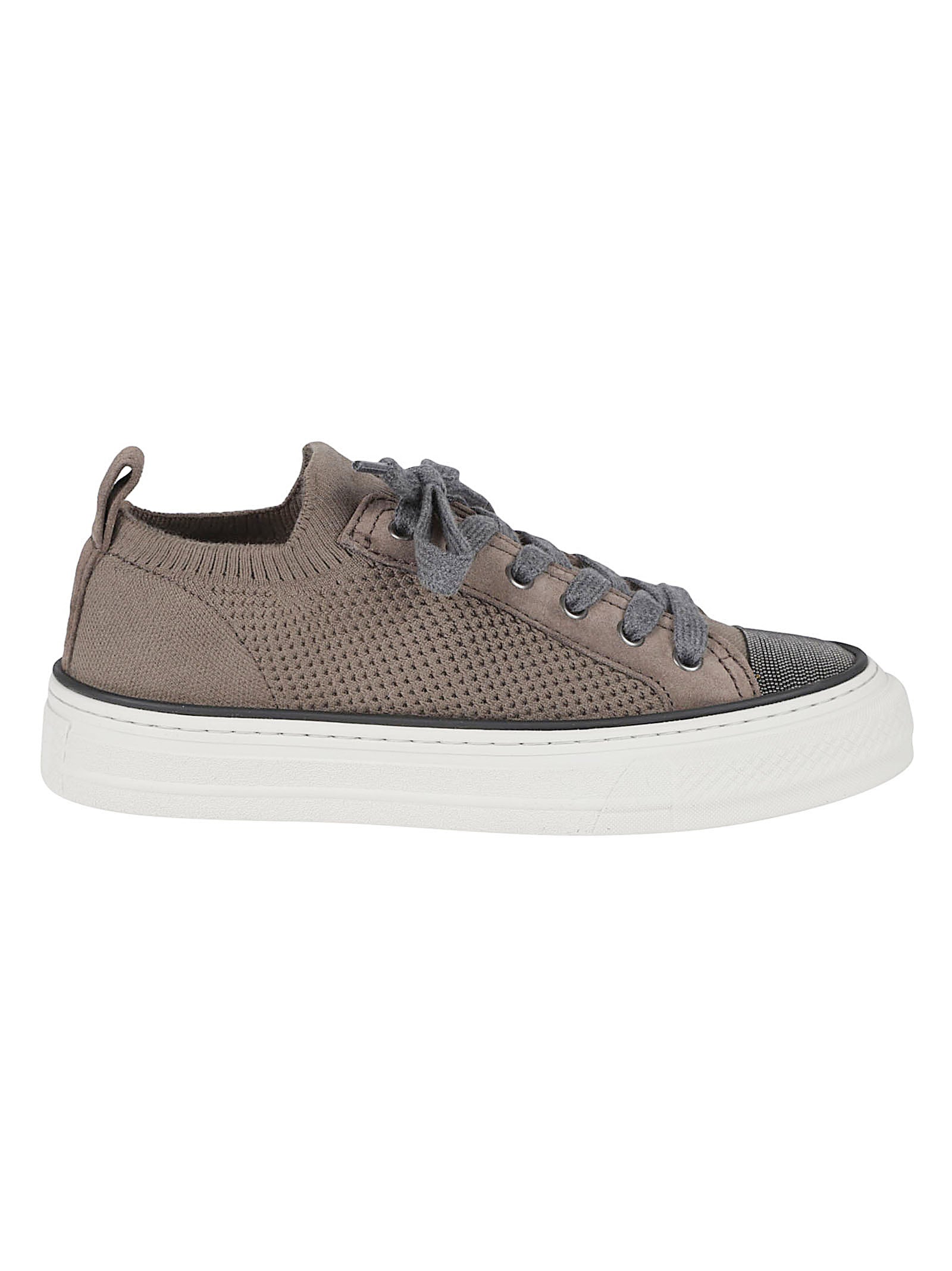 Brown Slip-On Sneakers With Textured Upper