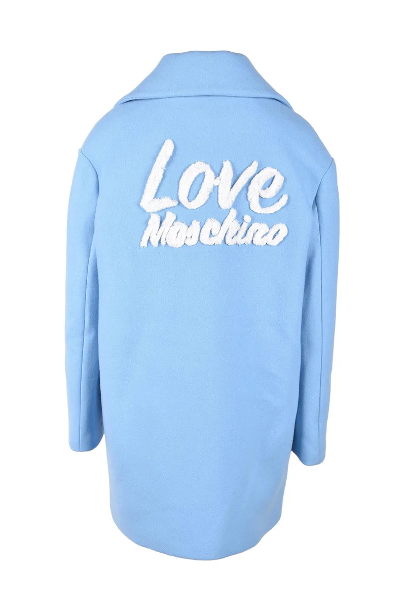 Relaxed Light Blue Coat with Wide Lapel Collar