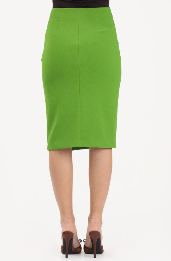 Double Stretch Crepe Side Slit Skirt