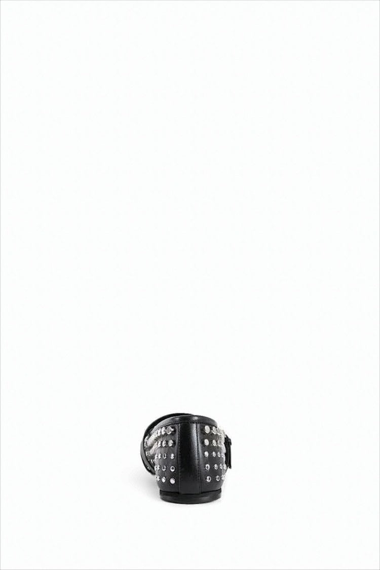 Studded Black Leather Flats