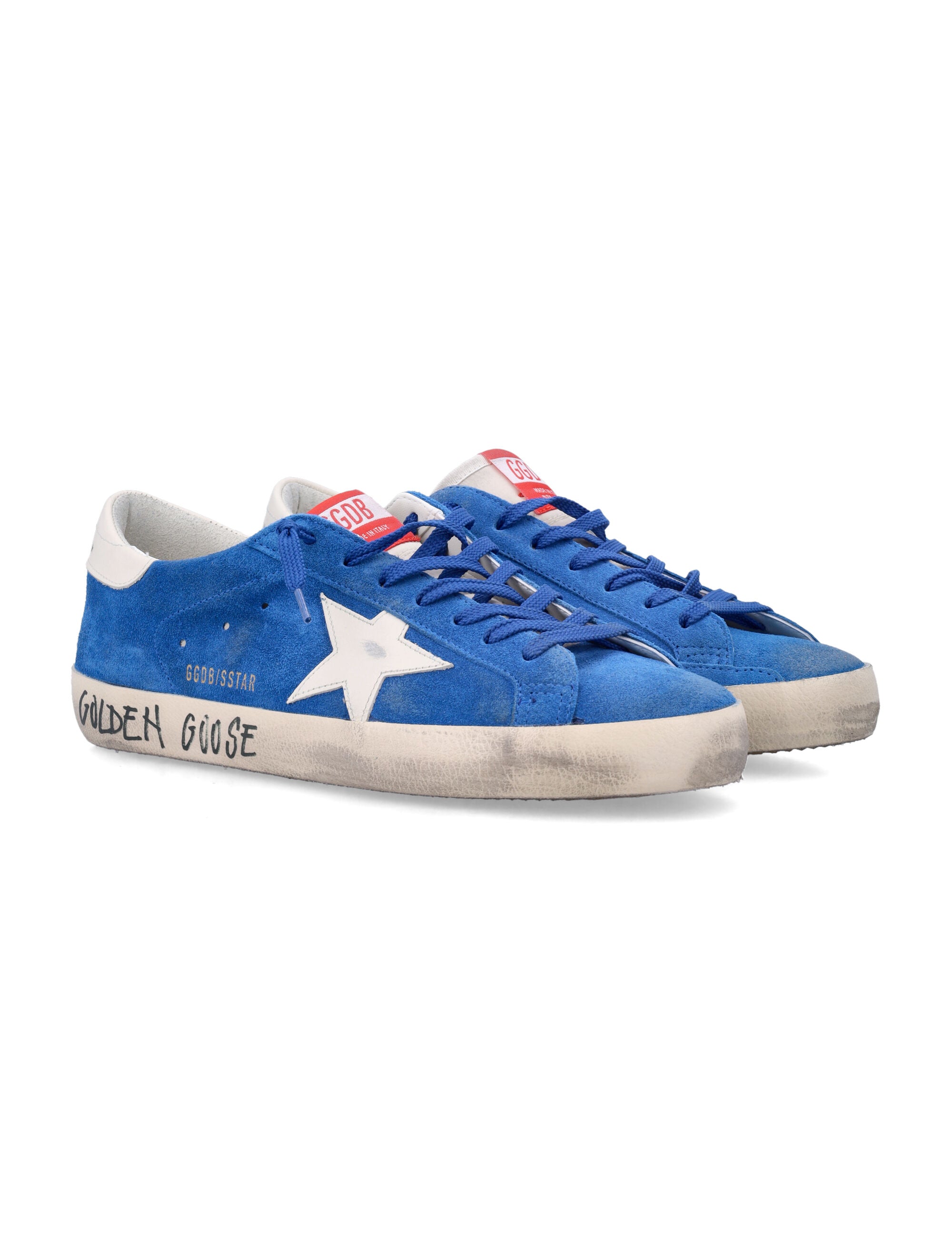 Distressed Blue Suede Low-Top Sneakers with Contrasting Elements