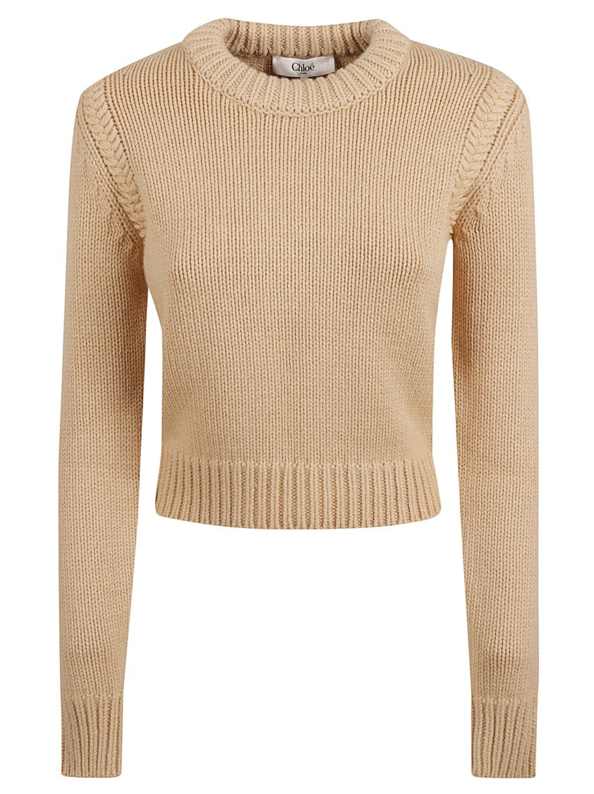 Cropped Crew Neck Sweater