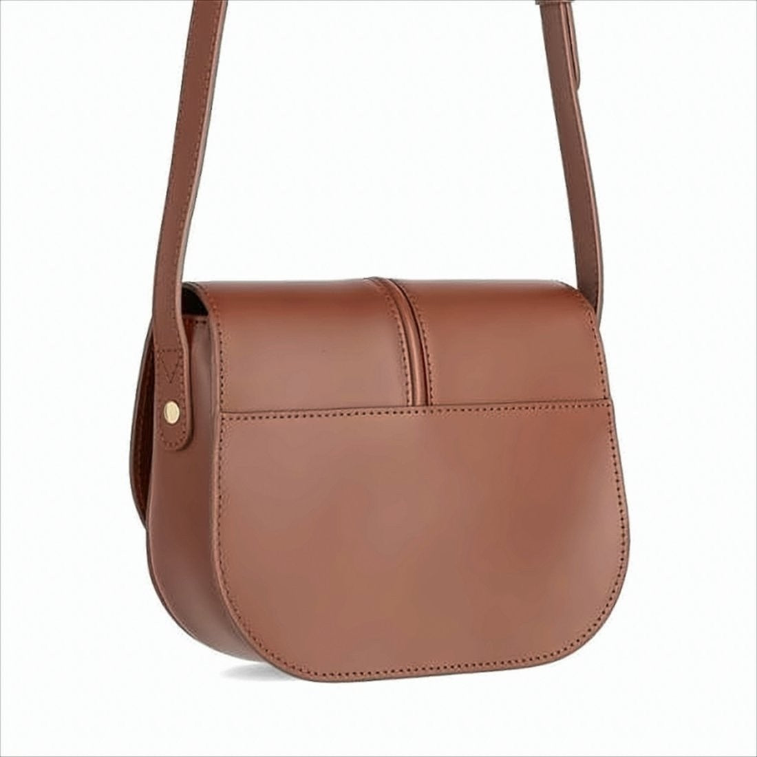 Smooth Structured Shoulder Bag with Rounded Flap Closure