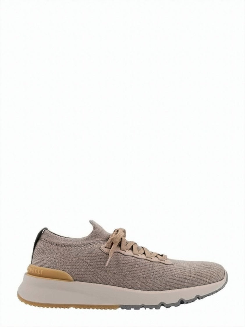 Knitted Wool Sneakers With Cushioned Rubber Sole