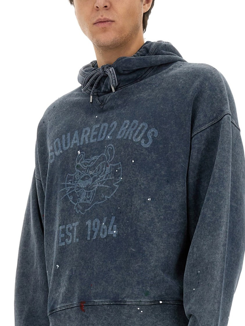 Relaxed-Fit Grey Sweatshirt With Iconic Logo Print
