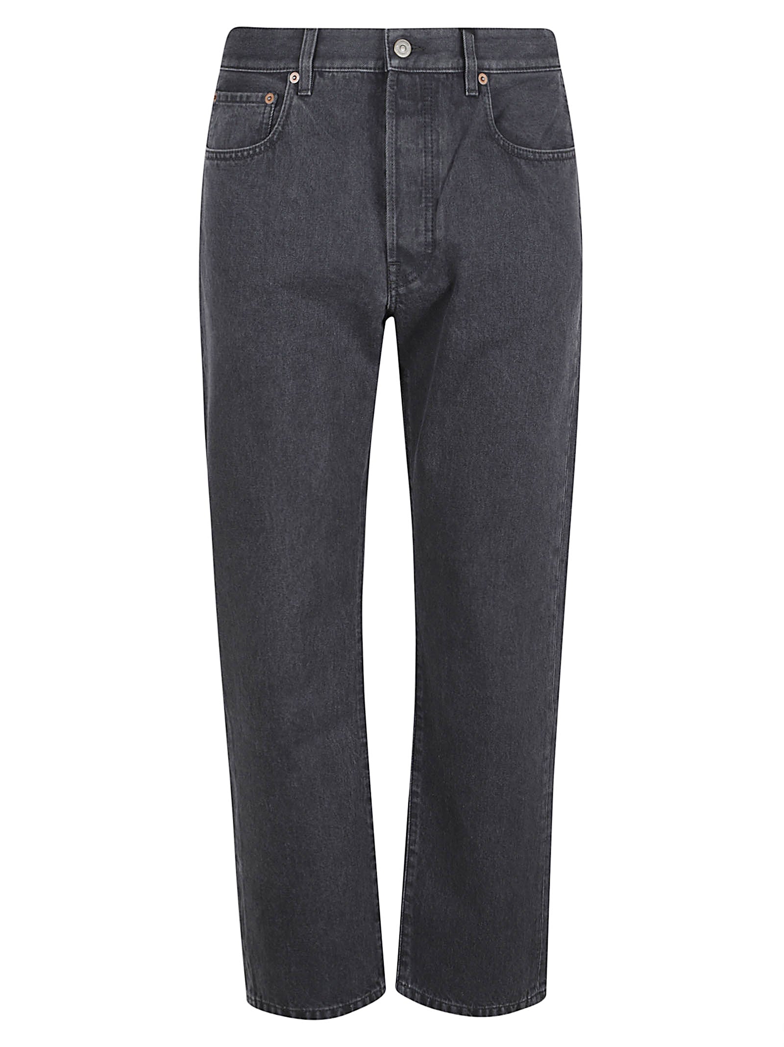 Classic Straight-Leg Denim Jeans With Logo Patch