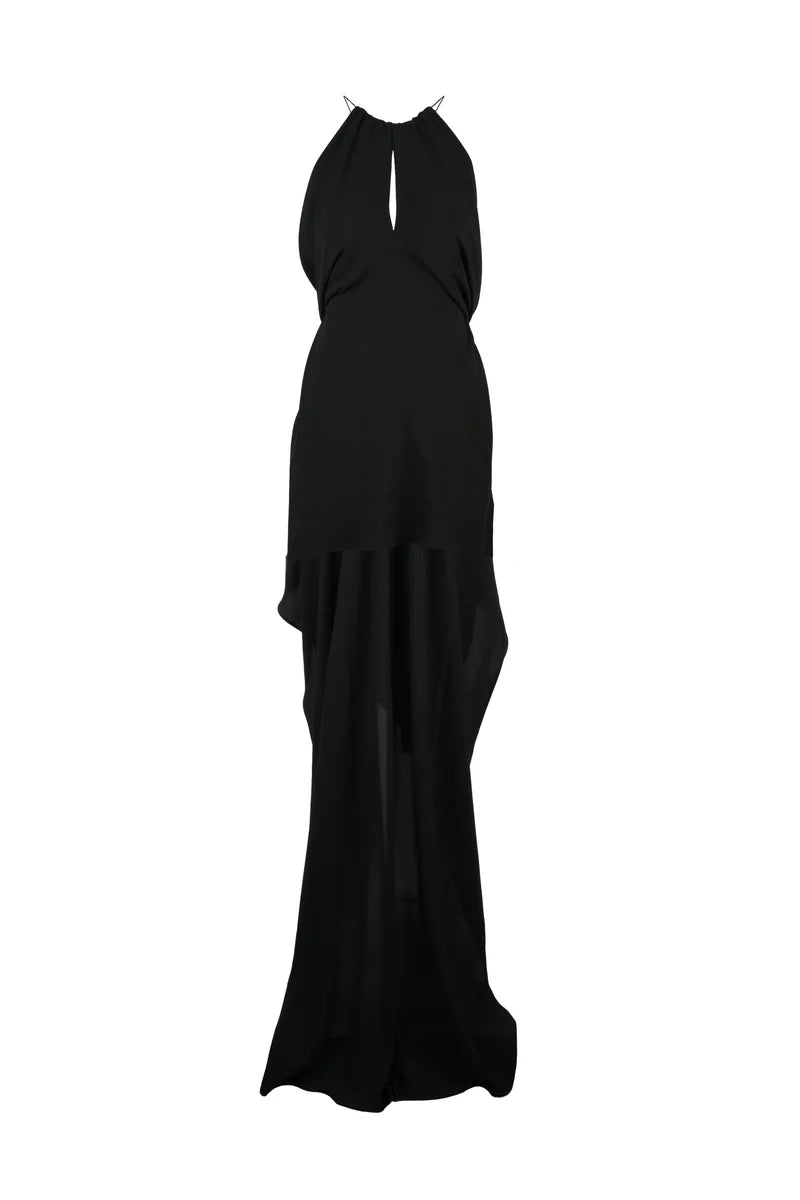 Asymmetric Long Dress - Black