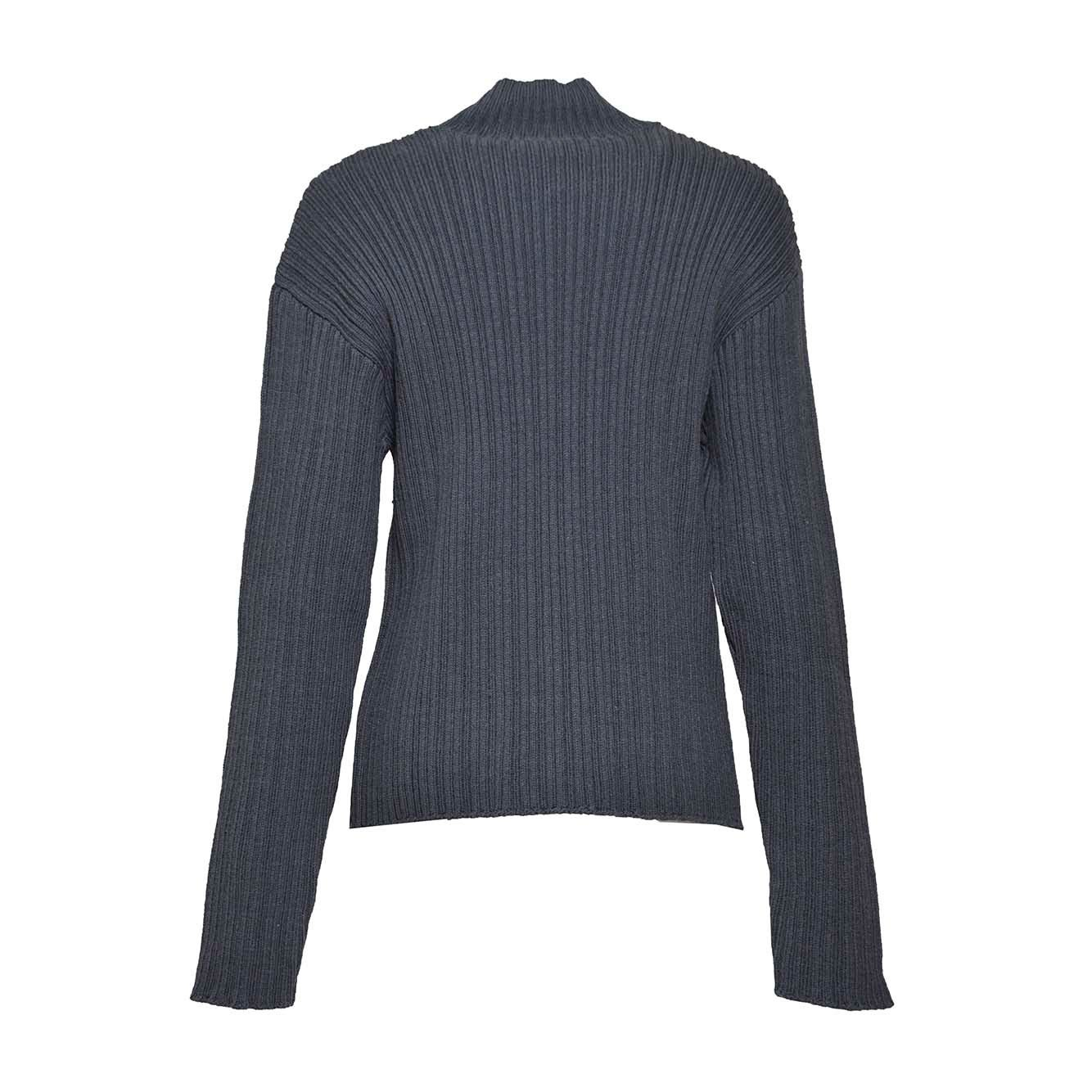 Ribbed Turtleneck Sweater with Subtle V-Cut