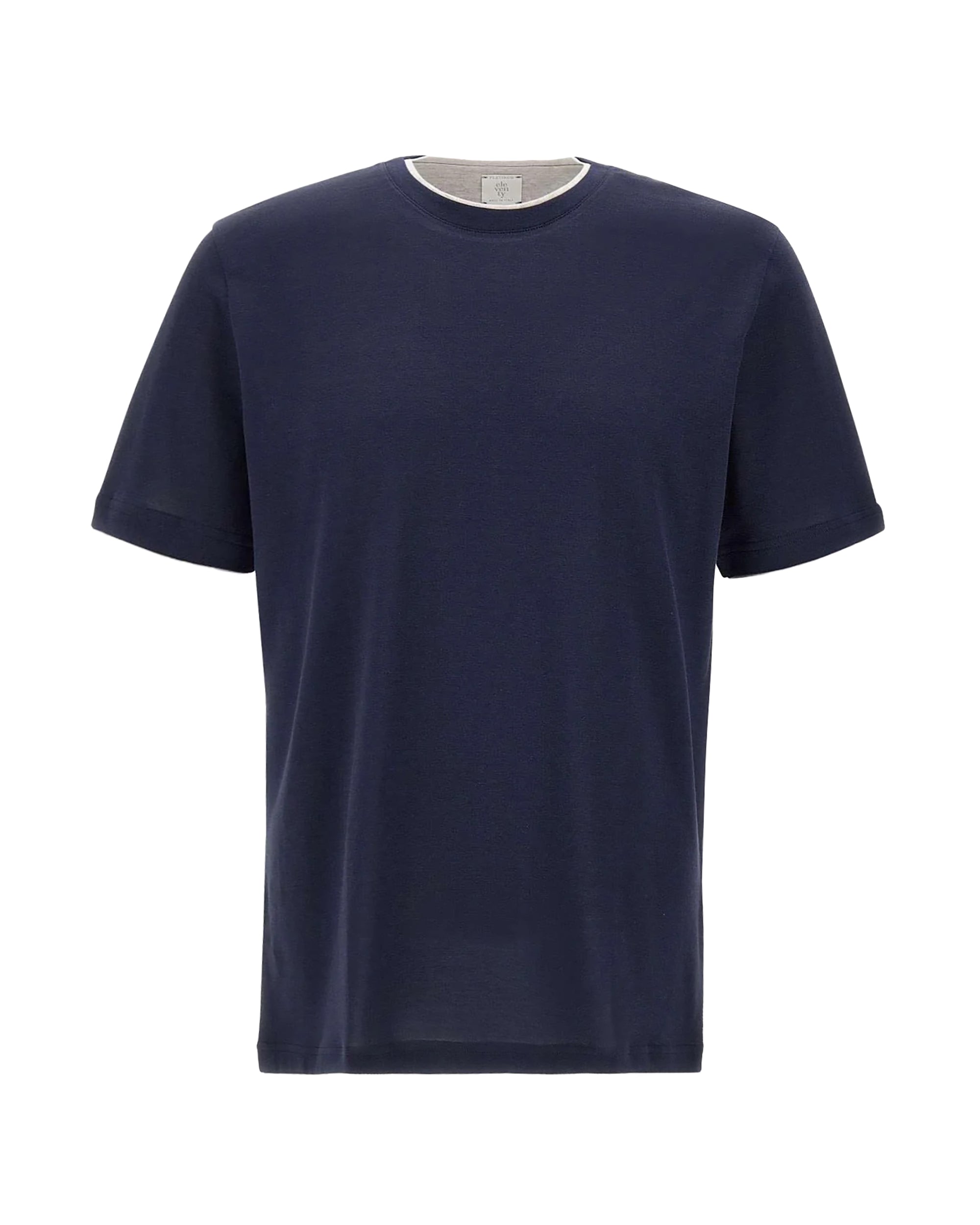 Short-Sleeve Crew Neck T-Shirt in Deep Blue Cotton