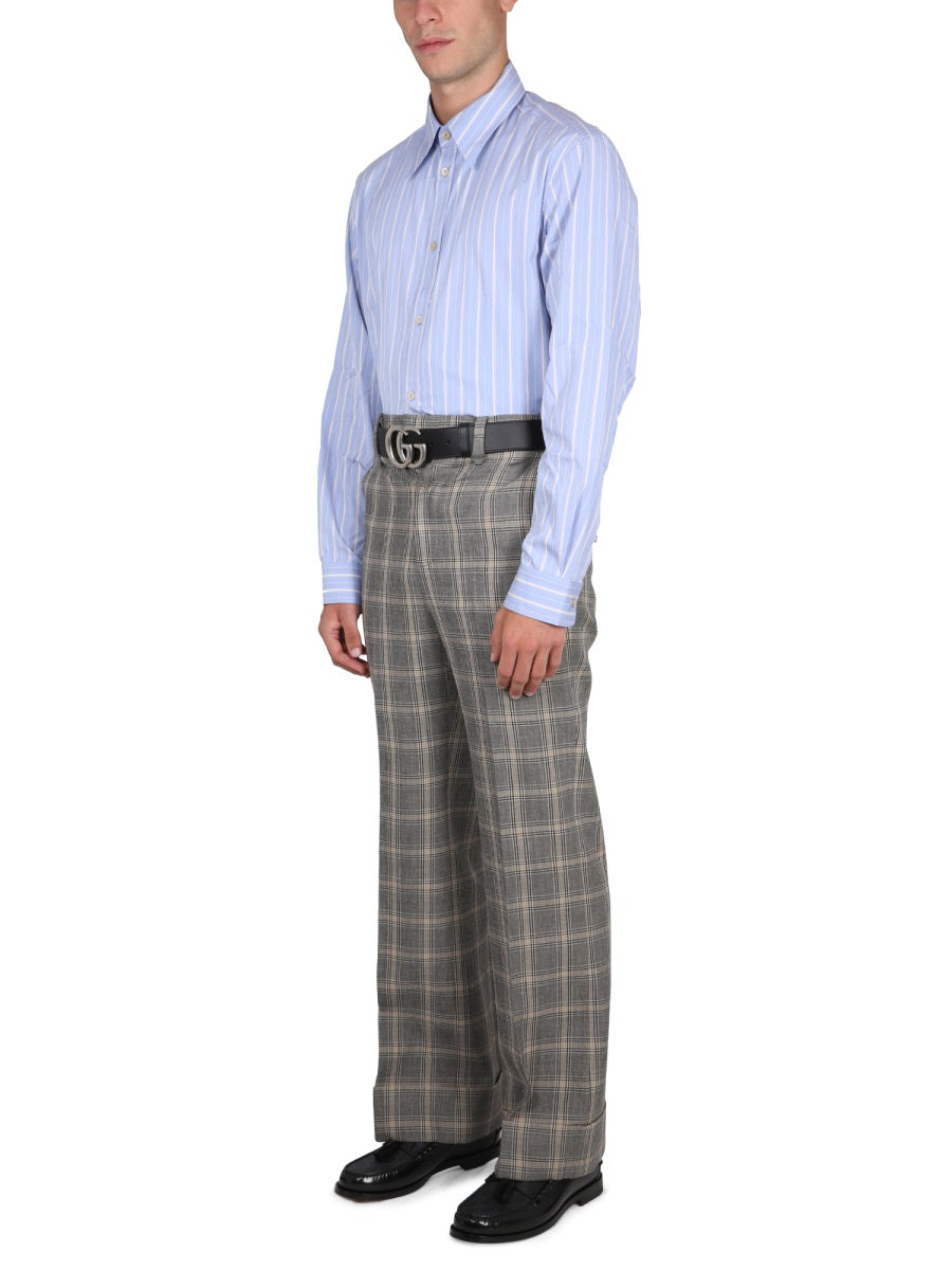 Boxy Shirt with Pointed Collar and Button Closure