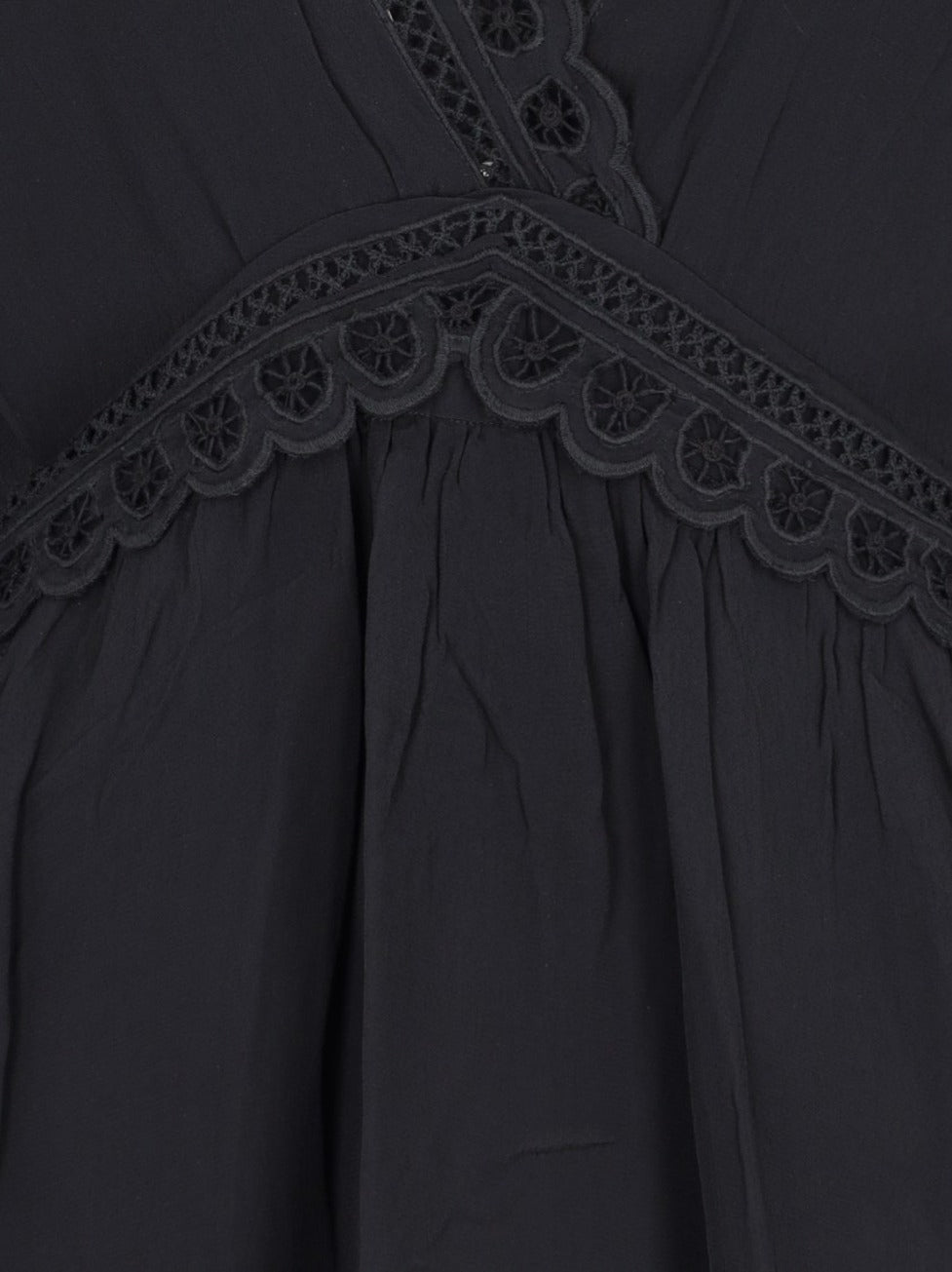 Lace Mini Dress In Black Viscose Crepe