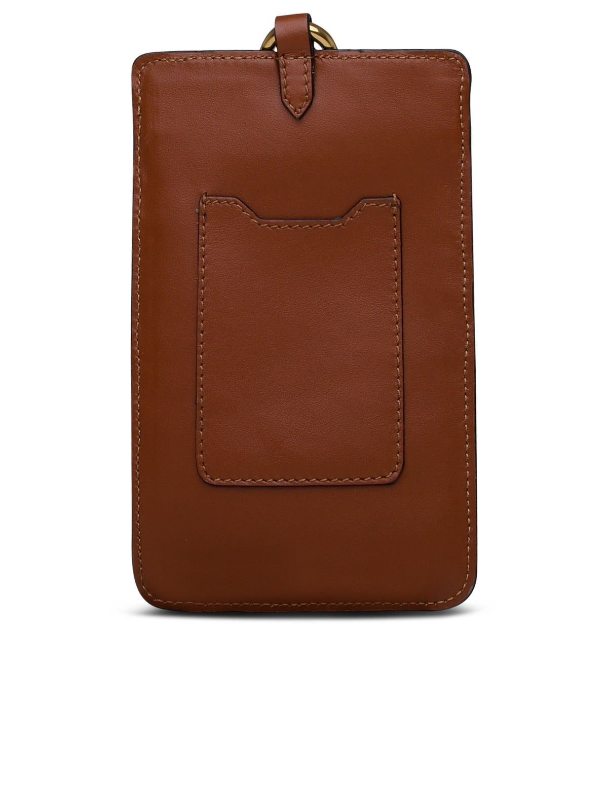 Compact Brown Card Wallet with Metallic Studs