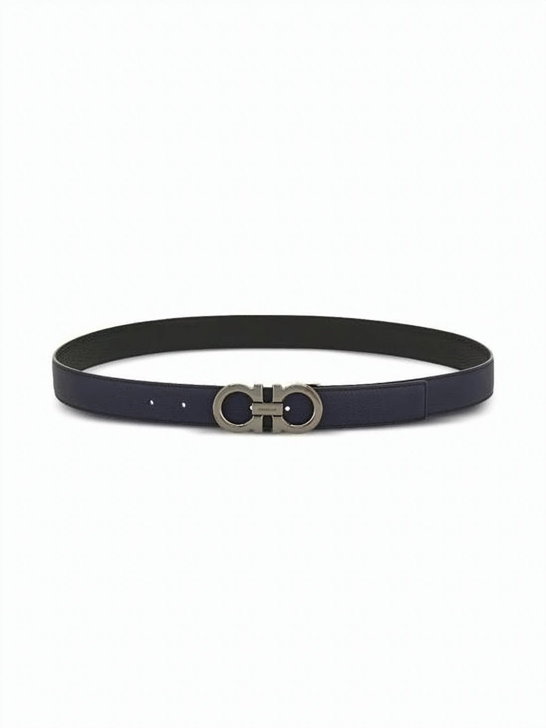 Blue Reversible Double Gancini Calf Belt