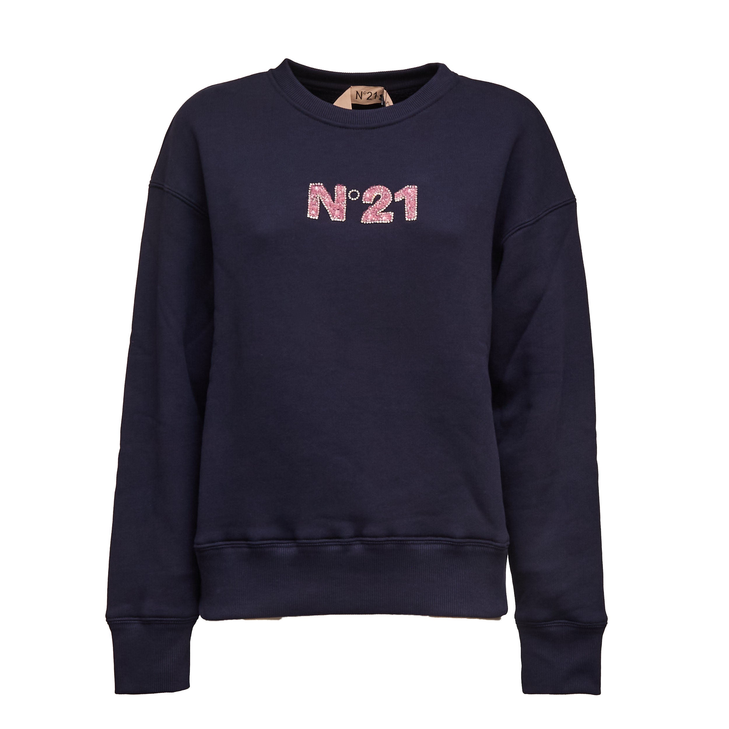 Oversized Crew-Neck Sweatshirt With Embellished Logo