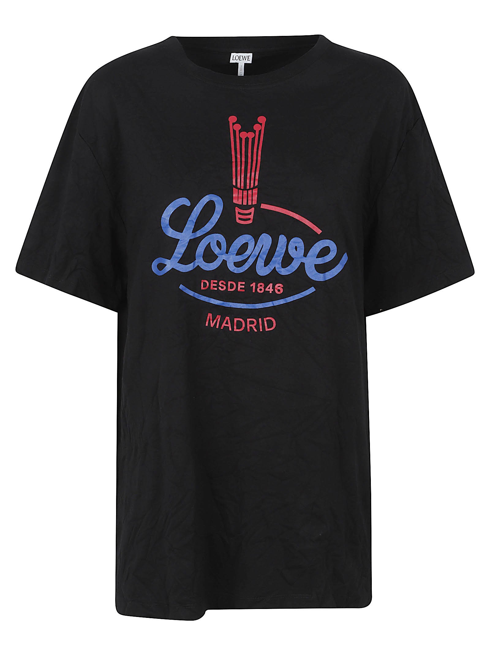 Textured Black T-Shirt With Adjustable Draping
