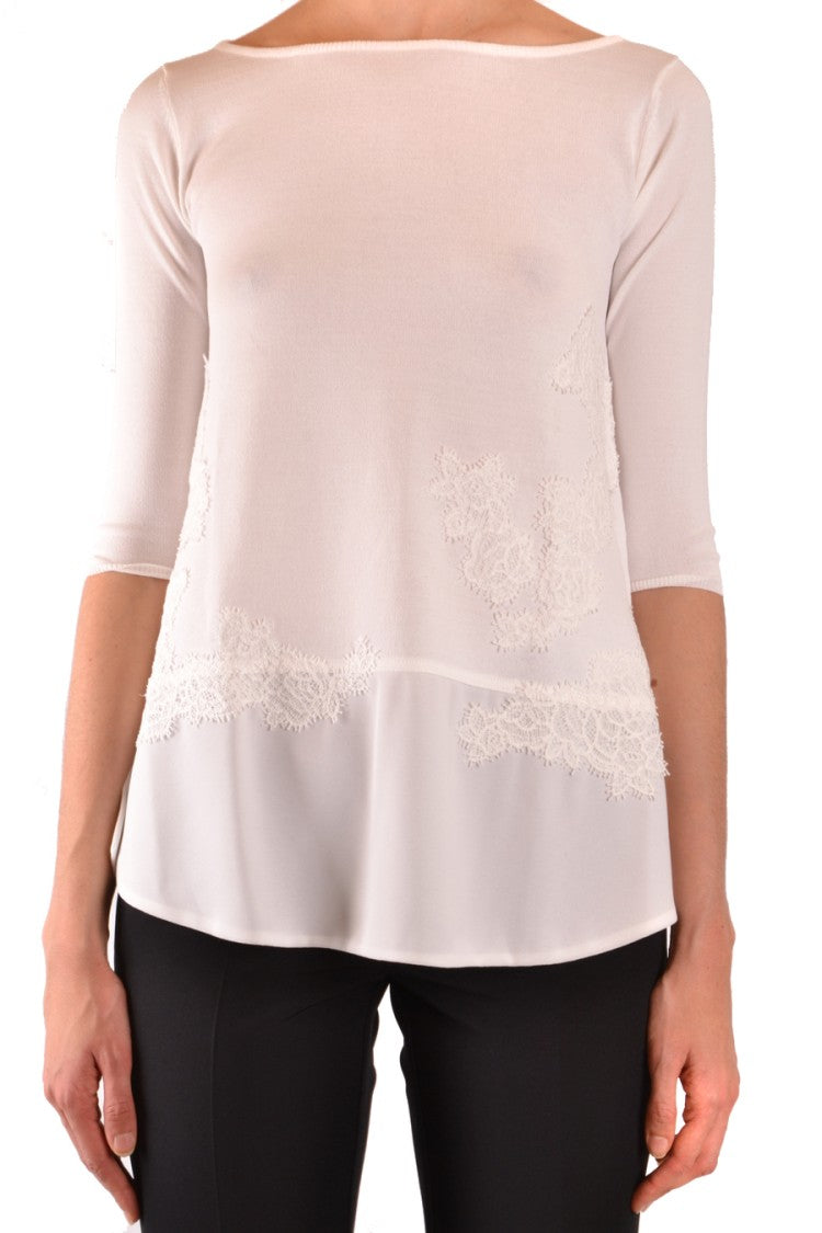 Multicolor Sweater With Lace Appliqué