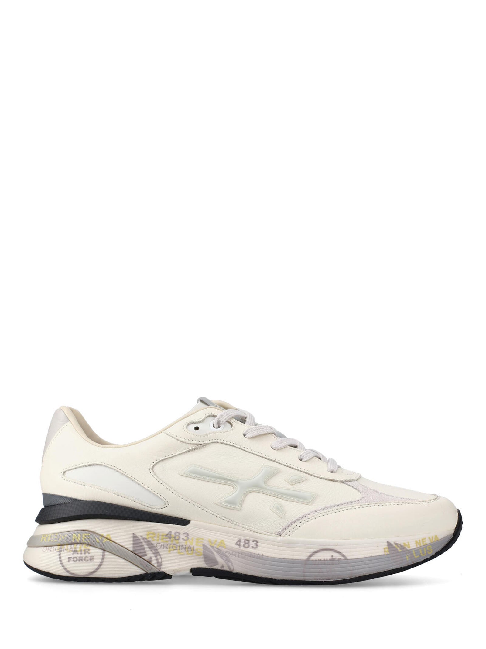 Low-Top White Sneakers With Leather
