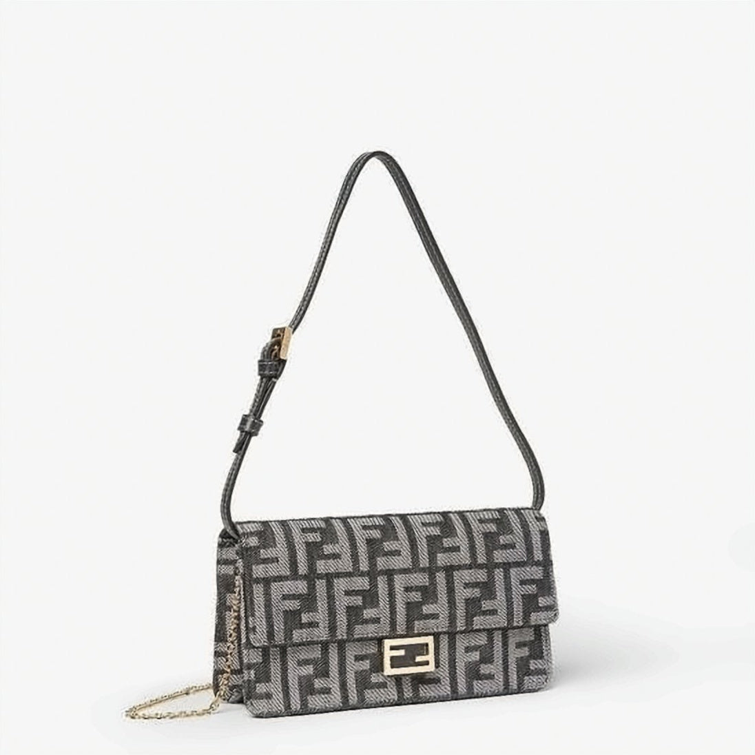 Rectangular Monogram Crossbody Bag with Gold-tone Clasp