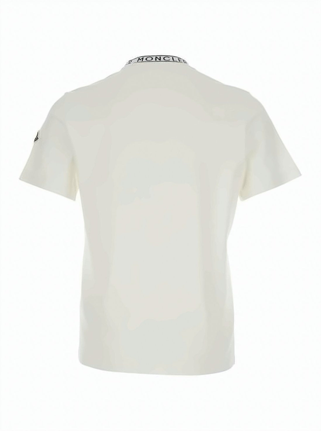 Short-Sleeved White T-Shirt with Ribbed Collar