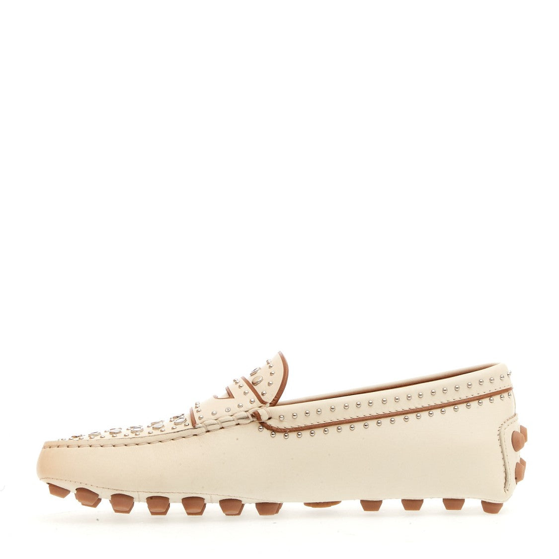 White Leather Moccasin With Studs