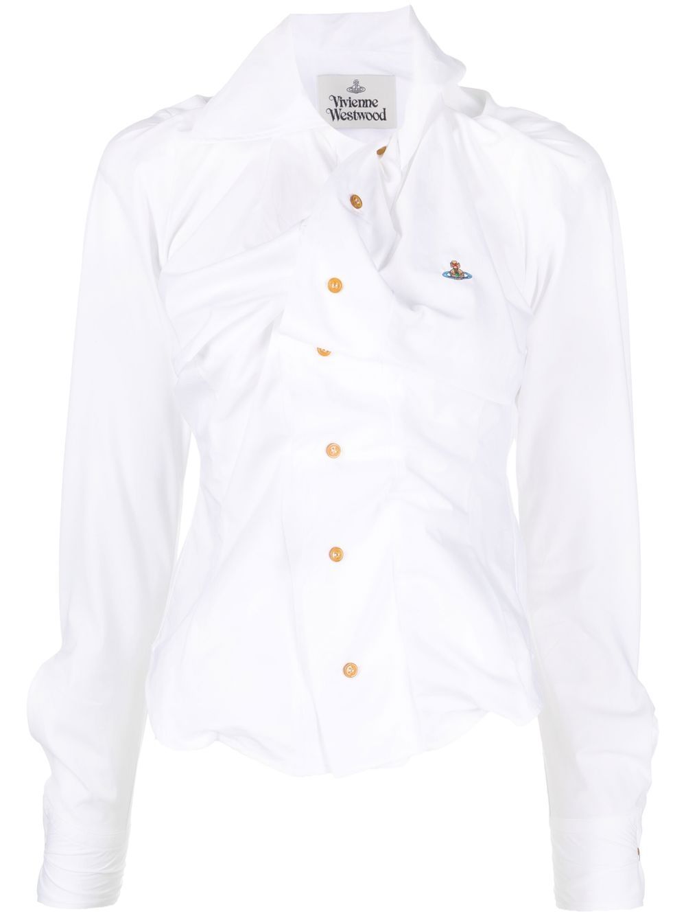 Draped White Cotton Top