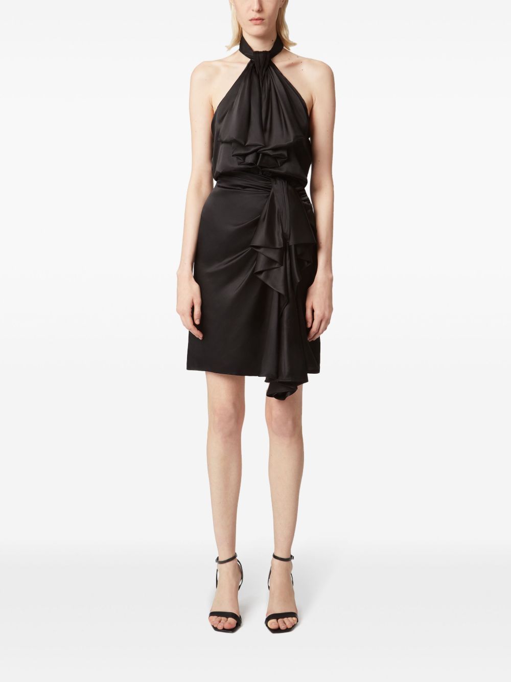 High-Waisted Asymmetric Silk Blend Mini Skirt