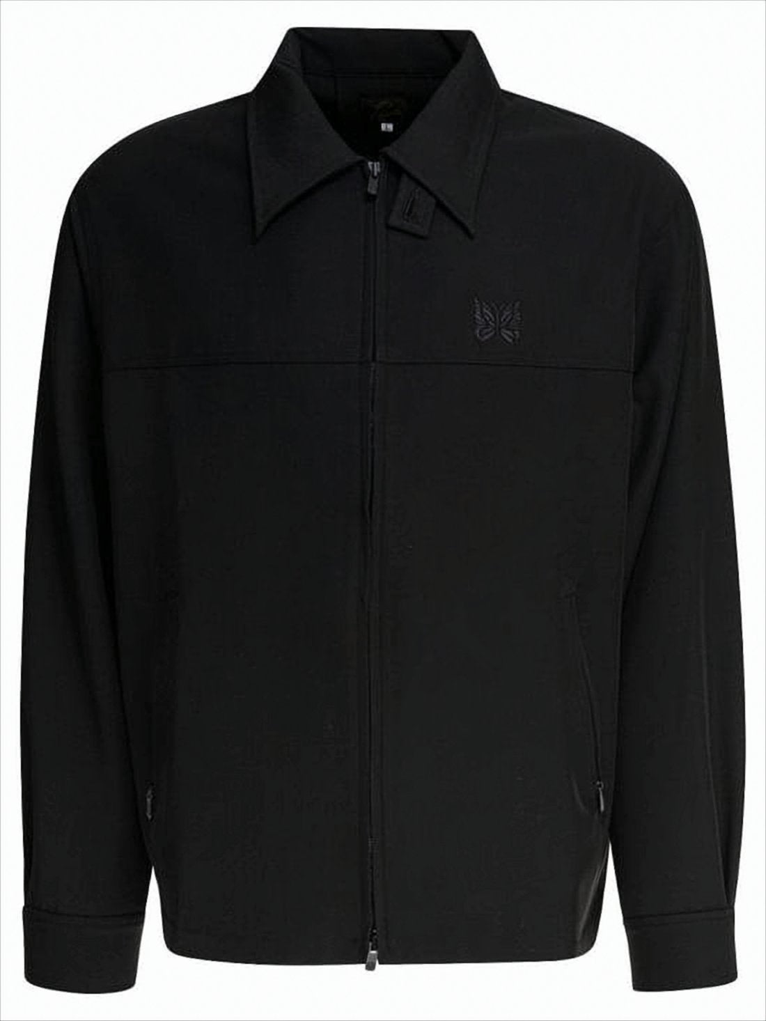 Black Needles Jacket with Tonal Butterfly Embroidery