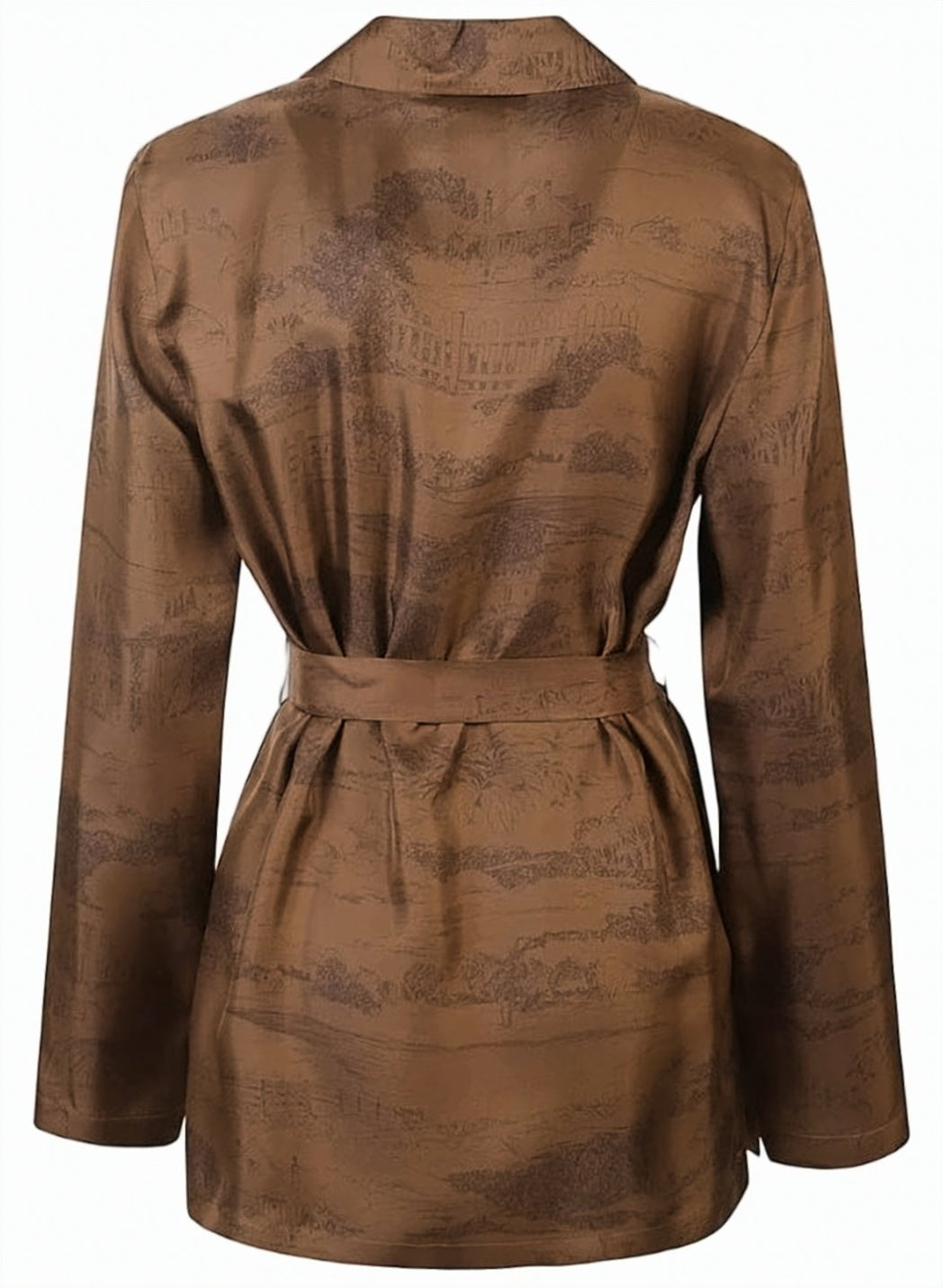 Printed Belted Long Sleeve Jacket