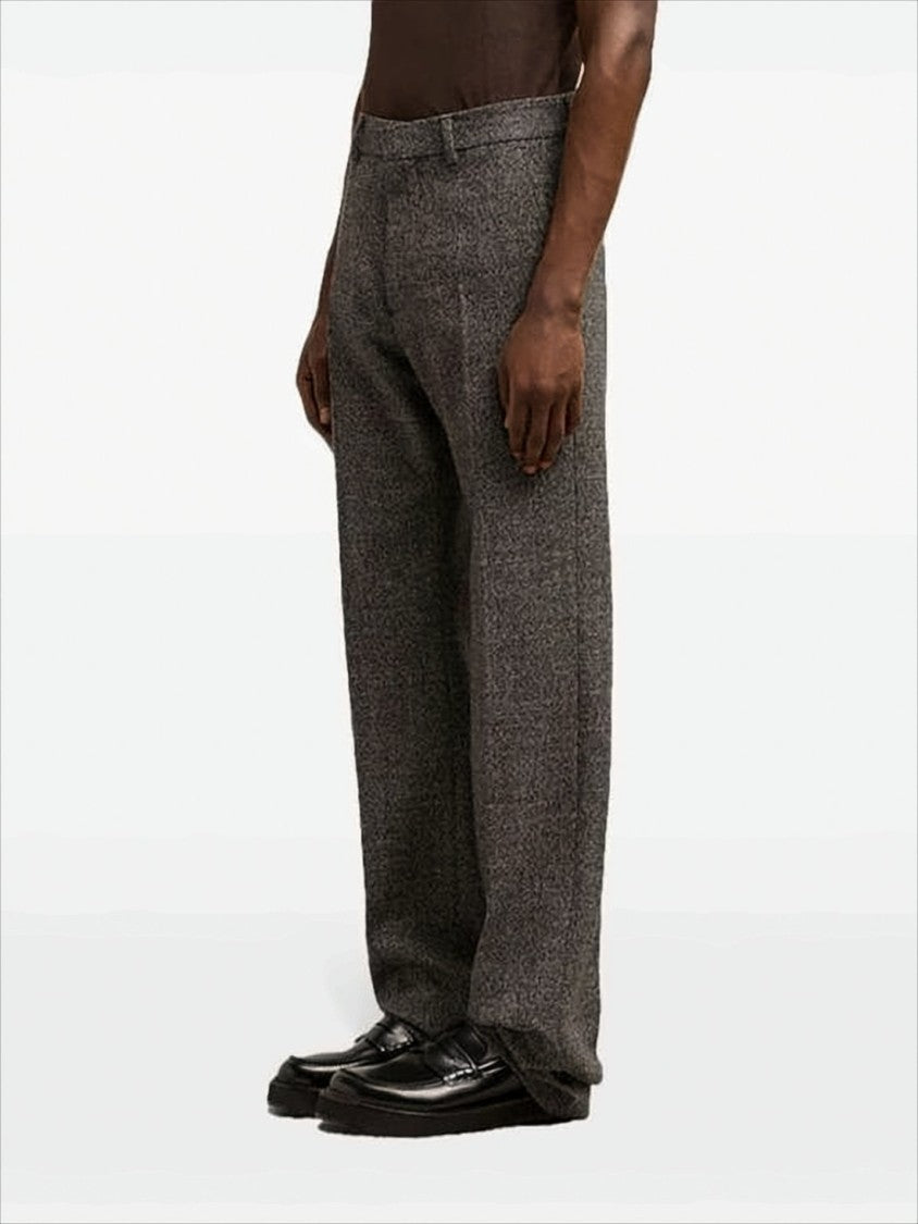 Straight-Leg Textured Wool-Cotton Suit Pants