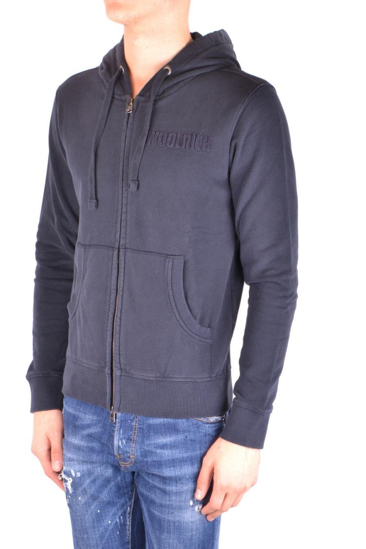 Classic Zip-Up Hoodie In Deep Blue Cotton