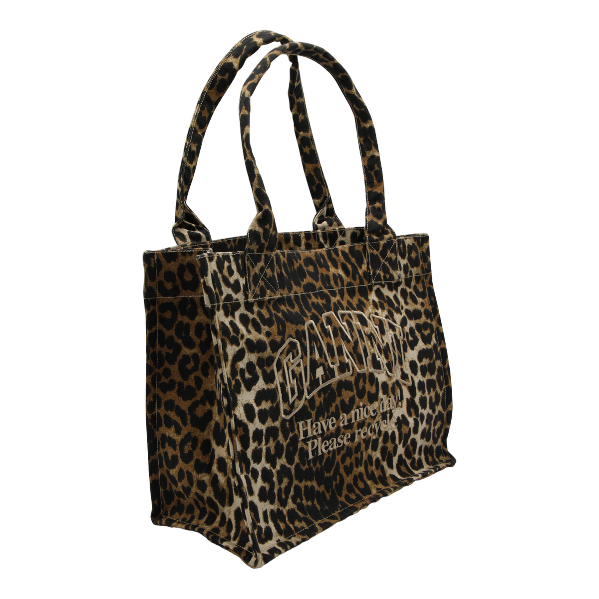 Structured Leopard Print Tote Bag